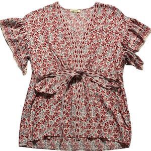MAX STUDIO Floral Ruffled Sleeves Tie-waist Medium